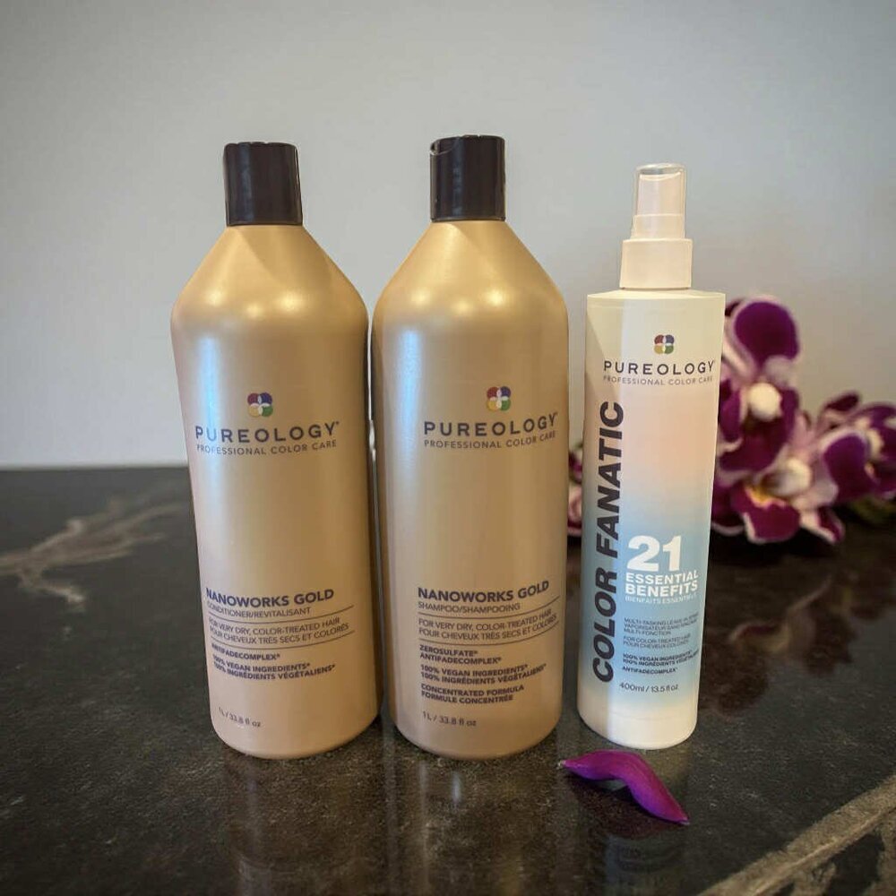 Pureology Nano Works GOLD Shampoo and Conditioner Liter & 21 Essential Benefits